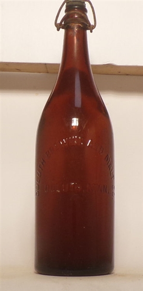 Duluth Brewing Co. Embossed Blob Top Quart Bottle, Duluth, MN