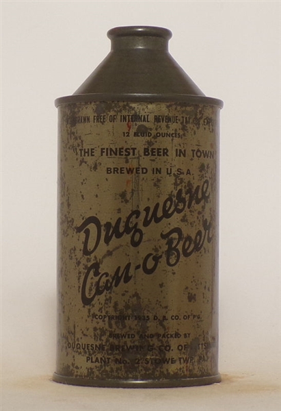 Duquesne Can-o-Beer WWII Olive Drab Cone Top