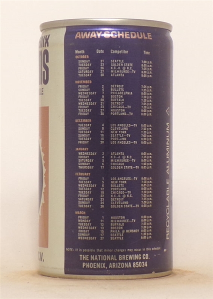 A-1 Phoenix Suns Basketball Schedule 1973-74 Bank Top