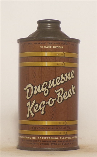 Duquesne Keg-O-Beer Low Profile Cone Top