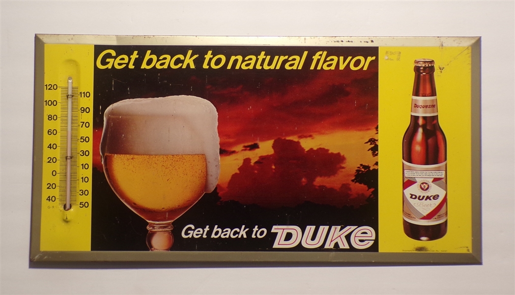 Duke Tin Over Cardboard Sign / Thermometer