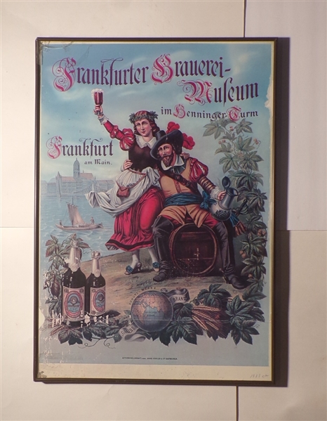 Frankfurter Brauerei Framed Sign (Crack in glass, upper left corner)