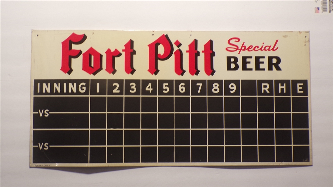 Fort Pitt Football/Baseball 2 Sided Tin Sign #1