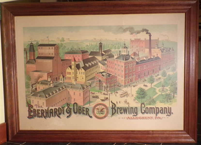 Framed Eberhardt & Ober Factory Scene Lithograph