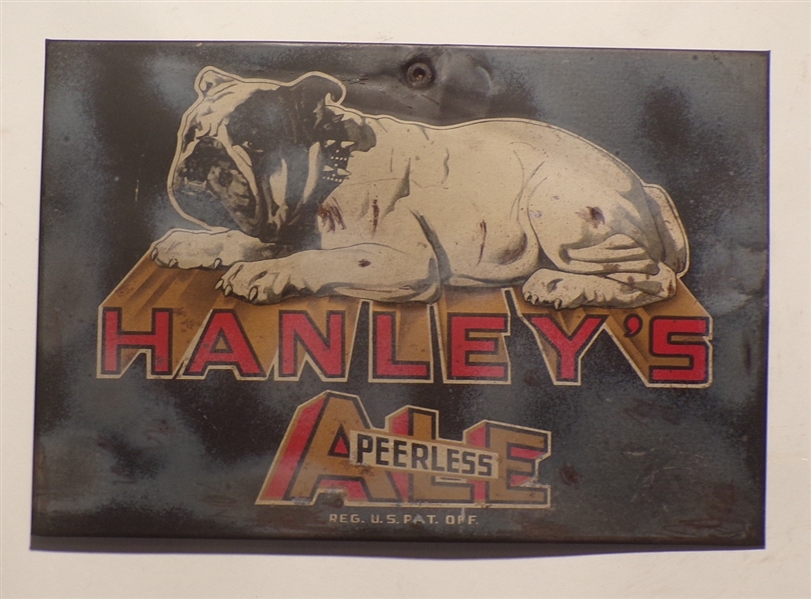 Hanley's Ale Tin over Cardboard Sign