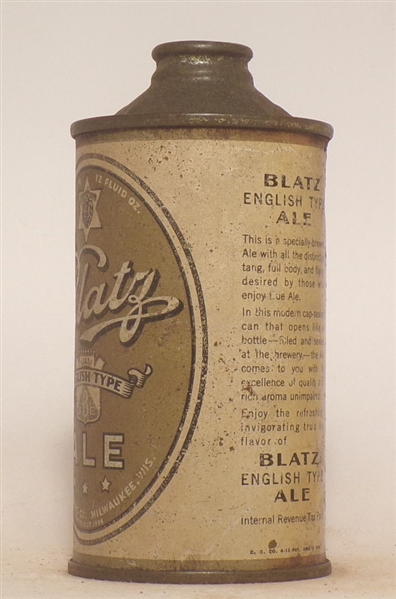 Blatz Ale low profile cone top #3