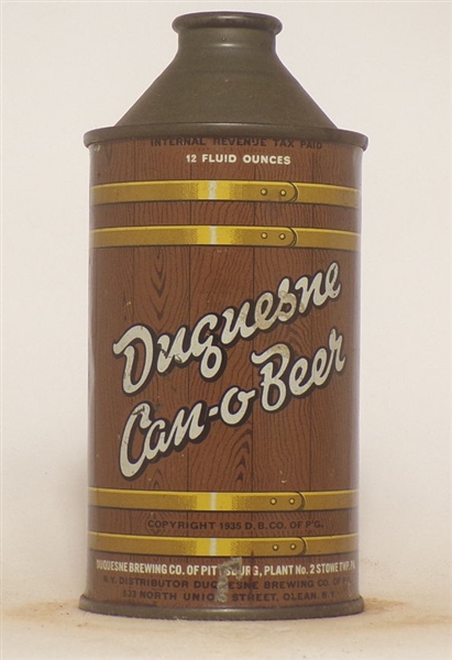 Duquesne Can-o-Beer Cone Top #3