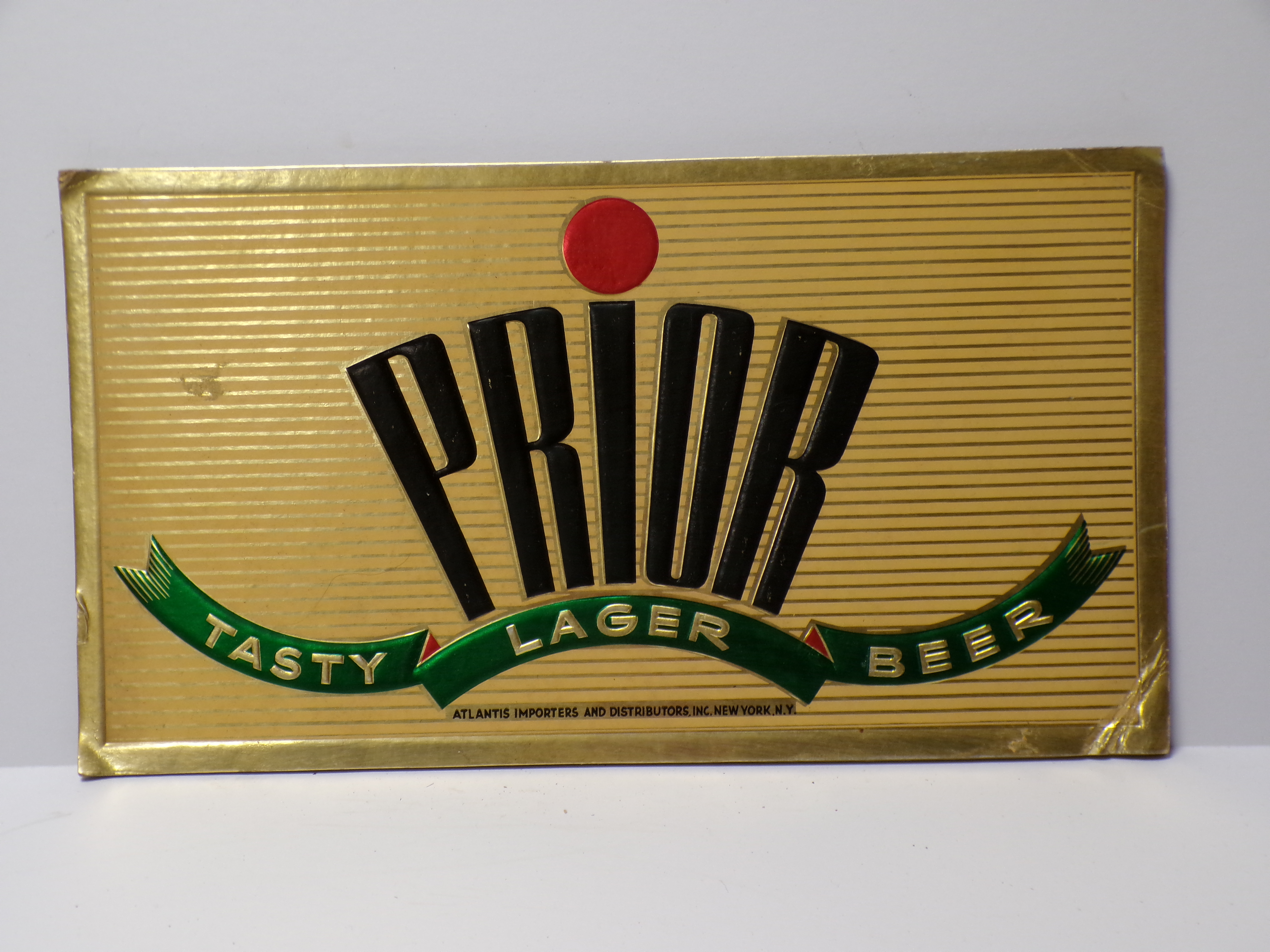 Prior Beer Label Lot Detail - Prior Cardboard Sign